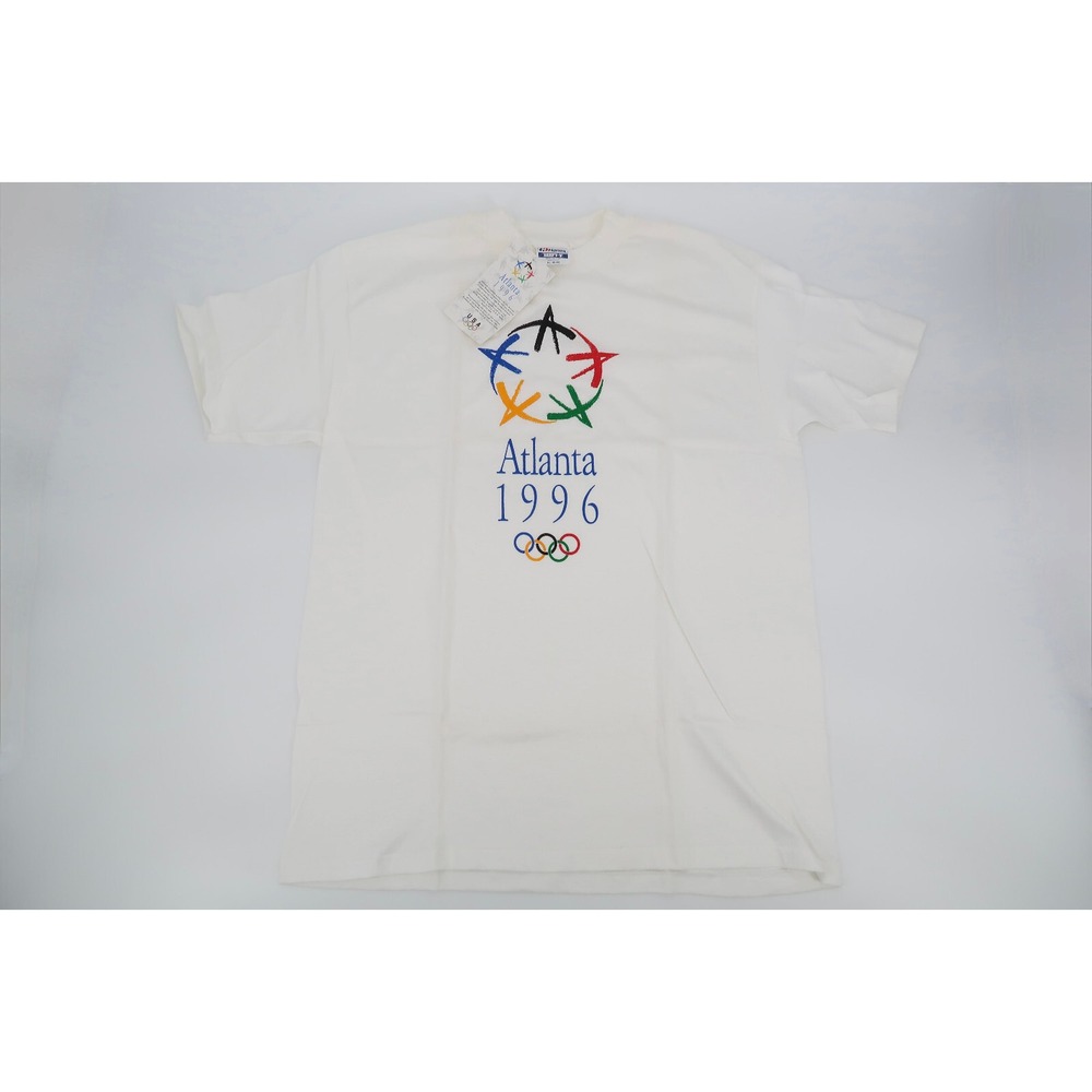 Vintage Atlanta 1996 Olympics Shirt XL White Hanes Beefy-T USA Single Stitch NEW